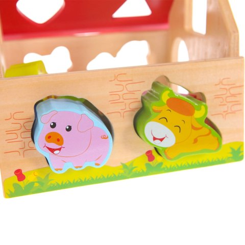 DREWNIANY DOMEK, FARMA SORTER Z KLOCKAMI ECOTOYS