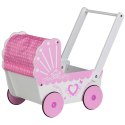 DREWNIANY WÓZEK DLA LALEK Z DASZKIEM ECOTOYS