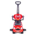JEŹDZIK AUTKO CHODZIK PCHACZ SKRĘTNE KOŁA RĄCZKA DŹWIĘKI - CZERWONE