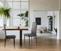 ZESTAW KRZESEŁ DO JADALNI SALONU Z EKOSKÓRY 4 SZTUKI WYSOKIE OPARCIE SZARE MODERNHOME