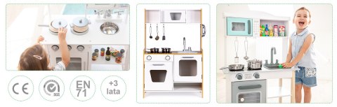 DREWNIANA KUCHNIA DLA DZIECI ZE ŚWIATŁEM I DŹWIĘKIEM ECOTOYS