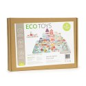 DREWNIANE KLOCKI EDUKACYJNE MIASTO MATA 121 SZTUK ECOTOYS
