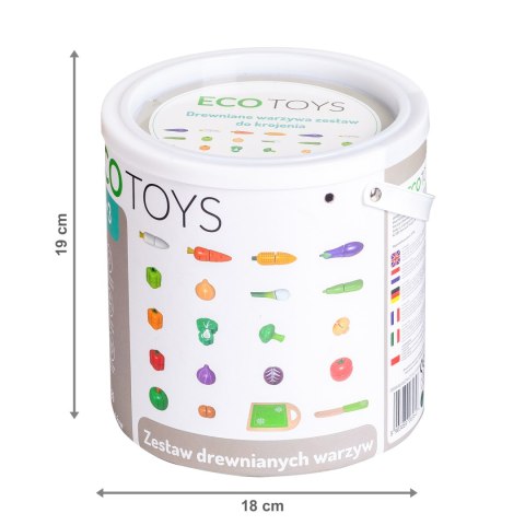 DREWNIANE WARZYWA DO KROJENIA DLA DZIECI 20 SZTUK ECOTOYS