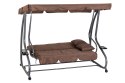 HUŚTAWKA OGRODOWA ROZKŁADANA 3-OSOBOWA 2W1 PODUSZKI BRĄZOWA MULTIGARDEN