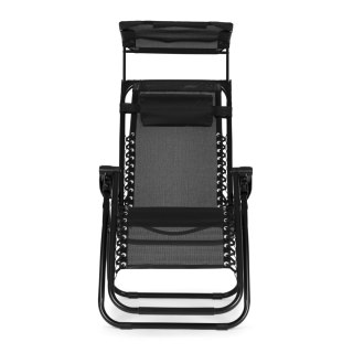 LEŻAK OGRODOWY PLAŻOWY REGULACJA OPARCIA RUCHOMY DASZEK MULTIGARDEN - CZARNY