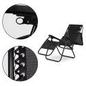 LEŻAK OGRODOWY PLAŻOWY REGULACJA OPARCIA RUCHOMY DASZEK MULTIGARDEN - CZARNY