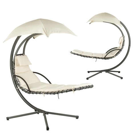 LEŻANKA HUŚTAWKA OGRODOWA HAMAK FOTEL WISZĄCY KOSZ BEŻOWA MULTIGARDEN