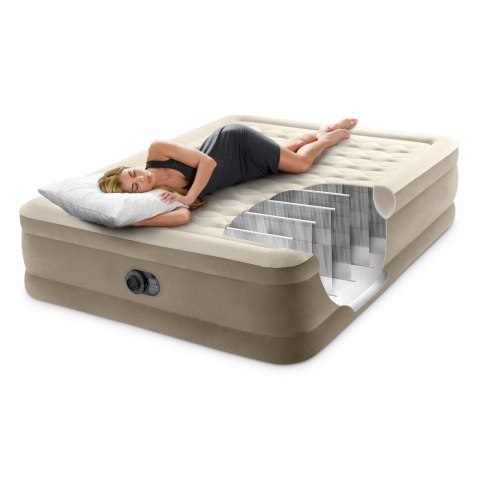 MATERAC DMUCHANY DWUOSOBOWY 203X152 CM Z WBUDOWANĄ POMKĄ INTEX 64428
