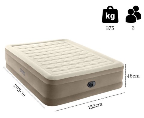 MATERAC DMUCHANY DWUOSOBOWY 203X152 CM Z WBUDOWANĄ POMKĄ INTEX 64428