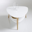 NOWOCZESNY STOLIK KAWOWY PÓŁKA DREWNIANE NOGI BIAŁY MODERNHOME