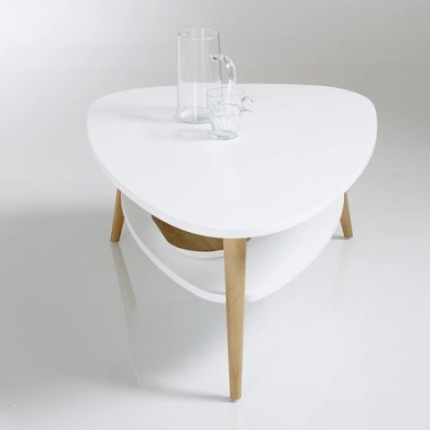 NOWOCZESNY STOLIK KAWOWY PÓŁKA DREWNIANE NOGI BIAŁY MODERNHOME