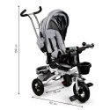 ROWEREK TRÓJKOŁOWY OBROTOWY 360° SZARY DELUX Z DASZKIEM ECOTOYS