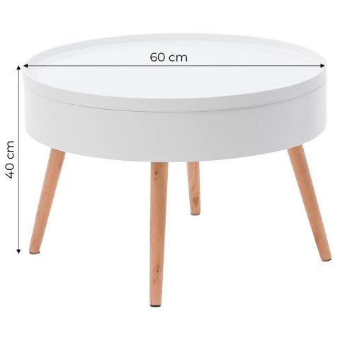 STOLIK KAWOWY OKRĄGŁY ZE SCHOWKIEM 60 CM MODERNHOME
