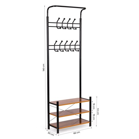 WIESZAK STOJĄCY 18 HAKÓW Z PÓŁKAMI NA BUTY MODERNHOME