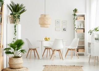 ZESTAW 4 KRZESEŁ KRZESŁO DO SALONU JADALNI Z PODUSZKĄ BIAŁE MODERNHOME