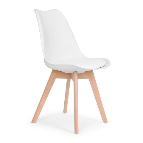 ZESTAW 4 KRZESEŁ KRZESŁO DO SALONU JADALNI Z PODUSZKĄ BIAŁE MODERNHOME