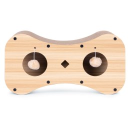 DRAPAK TEKTUROWY DLA KOTA BUDKA DOMEK KARTONOWY LEGOWISKO Z WISZĄCYMI POMPONAMI PETSI