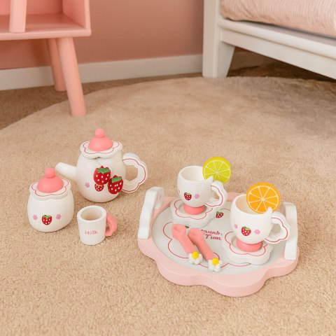 DREWNIANY ZESTAW DO HERBATY DZBANEK FILIŻANKI 14 ELEMENTÓW ECOTOYS