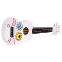 GITARA UKULELE DLA DZIECI DREWNIANA 4 STRUNY NYLONOWE KOSTKA DO GRY ECOTOYS