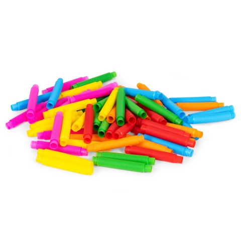 KOLOROWE RURKI SENSORYCZNE POP TUBE DLA DZIECI TUBY ANTYSTRESOWE DO ŁĄCZENIA 60 SZTUK