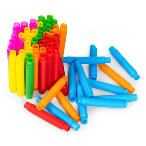 KOLOROWE RURKI SENSORYCZNE POP TUBE DLA DZIECI TUBY ANTYSTRESOWE DO ŁĄCZENIA 60 SZTUK