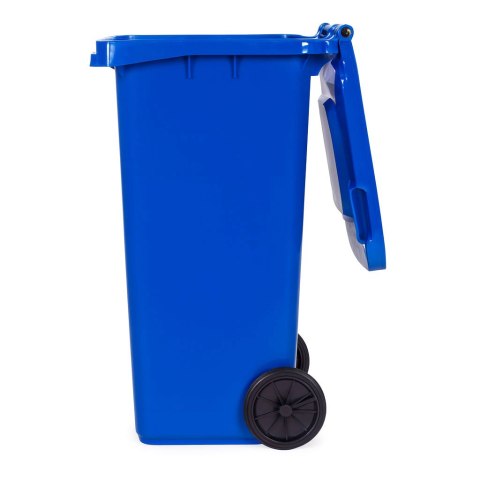 KOSZ NA ŚMIECI POJEMNIK 120L KUBEŁ ŚMIETNIK NIEBIESKI MAKULATURA GUMOWE KOŁA