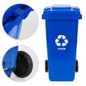 KOSZ NA ŚMIECI POJEMNIK 120L KUBEŁ ŚMIETNIK NIEBIESKI MAKULATURA GUMOWE KOŁA