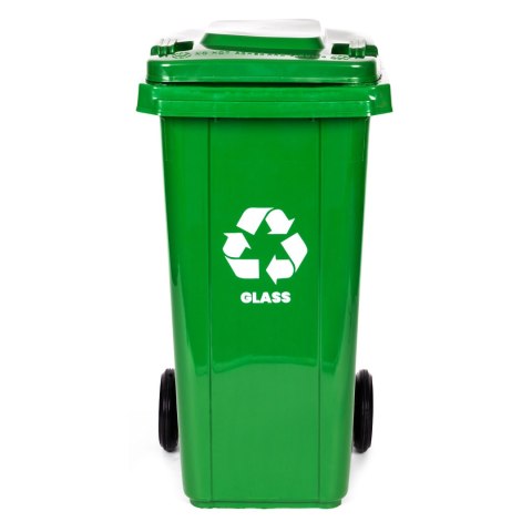KOSZ NA SMIECI POJEMNIK 120L KUBEŁ ŚMIETNIK ZIELONY SZKŁO GUMOWE KOŁA