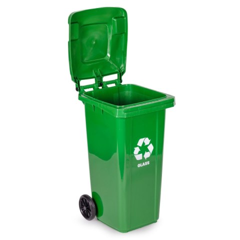 KOSZ NA SMIECI POJEMNIK 120L KUBEŁ ŚMIETNIK ZIELONY SZKŁO GUMOWE KOŁA