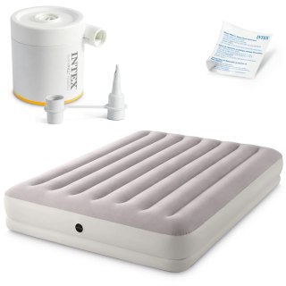 MATERAC DMUCHANY DWUOSOBOWY 203X152X30 CM Z POMPKĄ ELEKTRYCZNĄ ŁÓŻKO INTEX 64179