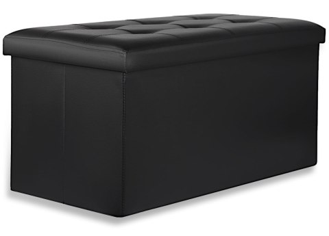 PUFA ZE SCHOWKIEM SIEDZISKO SKRZYNIA OTWIERANA 80X40 CM PIKOWANA CZARNA