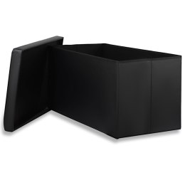 PUFA ZE SCHOWKIEM SIEDZISKO SKRZYNIA OTWIERANA 80X40 CM PIKOWANA CZARNA