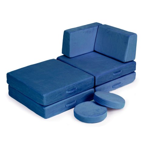 SOFA MODUŁOWA DUŻA SKŁADANA DLA DZIECI DIY 8 MIĘKKICH PODUCH - NIEBIESKA ECOTOYS