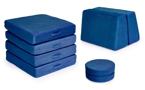 SOFA MODUŁOWA DUŻA SKŁADANA DLA DZIECI DIY 8 MIĘKKICH PODUCH - NIEBIESKA ECOTOYS