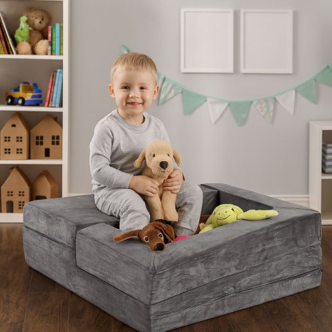 SOFA MODUŁOWA SKŁADANA DLA DZIECI DIY 4 MIĘKKIE PODUCHY - SZARA ECOTOYS