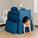 SOFA SKŁADANA MODUŁOWA DLA DZIECI DUŻA 2-OSOBOWA DIY 10 MIĘKKICH PODUCH - NIEBIESKA ECOTOYS