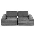 SOFA SKŁADANA MODUŁOWA DLA DZIECI DUŻA 2-OSOBOWA DIY 10 MIĘKKICH PODUCH TKANINA SZENILOWA - SZARA ECOTOYS