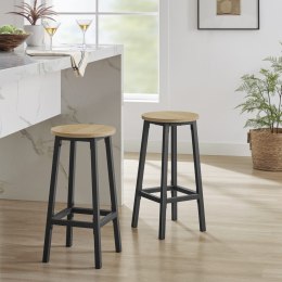 STOŁEK BAROWY OKRĄGŁY 2 SZTUKI 65 CM HOKER KUCHENNY WYSOKIE KRZESŁO Z PODNÓŻKIEM