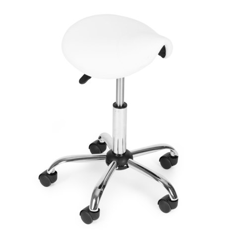 STOŁEK OBROTOWY SIODŁO TABORET KOSMETYCZNY MEDYCZNY FOTEL REGULOWANY BIAŁY MODERNHOME