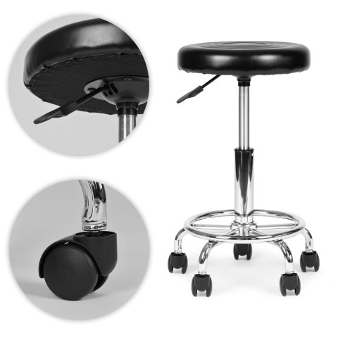 STOŁEK OBROTOWY TABORET KOSMETYCZNY MEDYCZNY FOTEL REGULOWANY CZARNY MODERNHOME