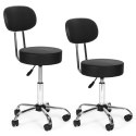STOŁEK OBROTOWY Z OPARCIEM TABORET KOSMETYCZNY MEDYCZNY FOTEL REGULOWANY CZARNY MODERNHOME
