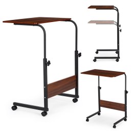 STOLIK POD LAPTOPA Z KÓŁKAMI BIURKO DOSTAWIANE DO FOTELA KANAPY CIEMNY BRĄZ MODERNHOME