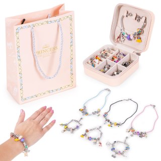 ZESTAW DO ROBIENIA BRANSOLETEK NASZYJNIKÓW CHARMSY KORALIKI 66 ELEMENTÓW + ORGANIZER I TORBA