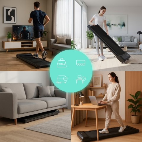 BIEŻNIA DOMOWA ELEKTRYCZNA WALKING PAD TRENINGOWY POD BIURKO 6 KM/H MODERNHOME