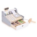 DREWNIANA KASA FISKALNA DLA DZIECI SKANER BANKNOTY MONETY KARTA ECOTOYS
