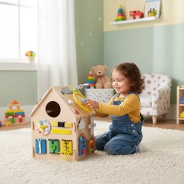 DREWNIANY DOMEK MANIPULACYJNY DLA DZIECI PANEL EDUKACYJNY XXL 30 ELEMENTÓW