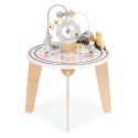 DREWNIANY STOLIK EDUKACYJNY INTERAKTYWNY DLA DZIECI 5W1 LABIRYNT MULA KOLEJKA LUSTERKO ECOTOYS