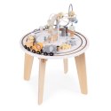 DREWNIANY STOLIK EDUKACYJNY INTERAKTYWNY DLA DZIECI 5W1 LABIRYNT MULA KOLEJKA LUSTERKO ECOTOYS