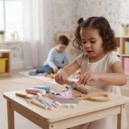 DREWNIANY ZESTAW MAŁEGO LEKARZA WALIZKA MEDYCZNA DLA DZIECI 34 ELEMENTY