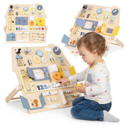 DUŻA DREWNIANA TABLICA MANIPULACYJNA SENSORYCZNA DLA DZIECI PANEL EDUKACYJNY XL